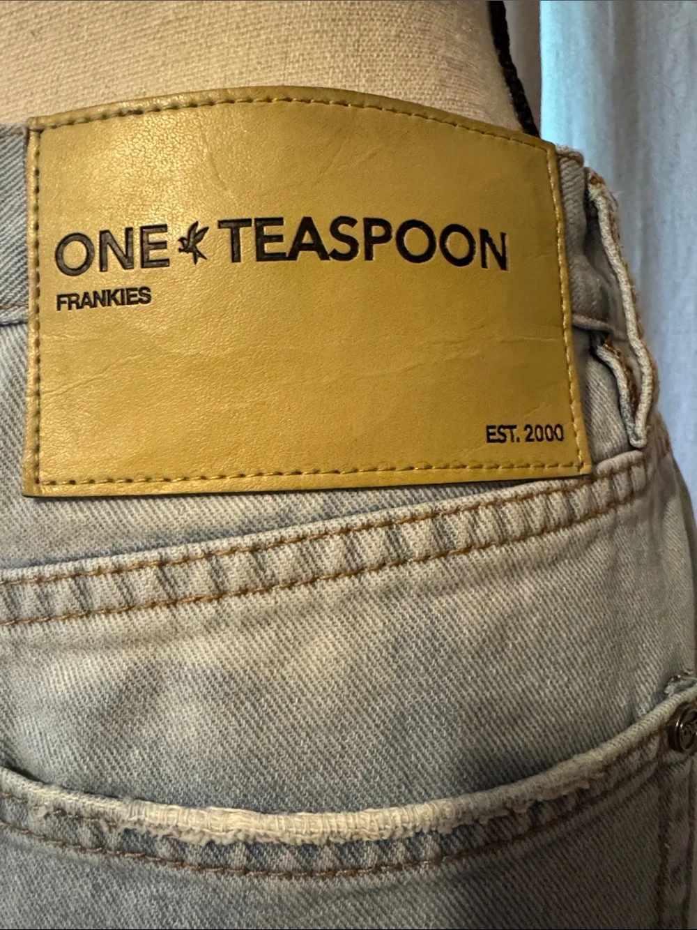 Free People One Teaspoon Light Wash Distressed Denim Shorts